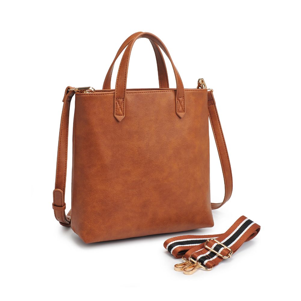 Woman wearing Tan Moda Luxe Selena Mini Tote 842017126805 View 6 | Tan