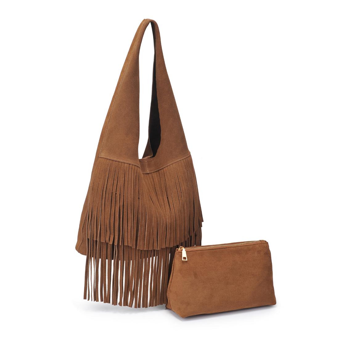 Woman wearing Hazelnut Moda Luxe Hope Hobo 842017139089 View 6 | Hazelnut
