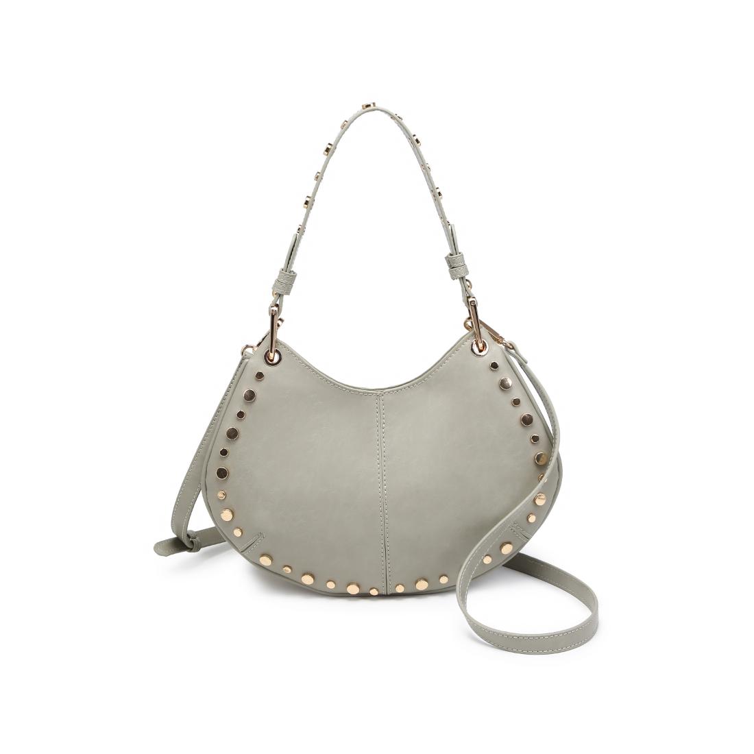 Woman wearing Sage Grey Moda Luxe Nova Crossbody 842017139652 View 5 | Sage Grey