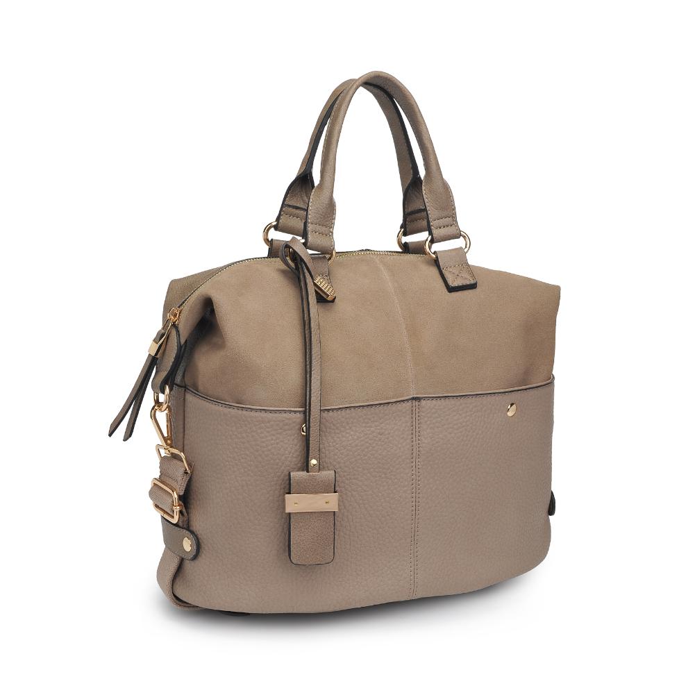 Woman wearing Mushroom Moda Luxe London Satchel 842017136231 View 6 | Mushroom