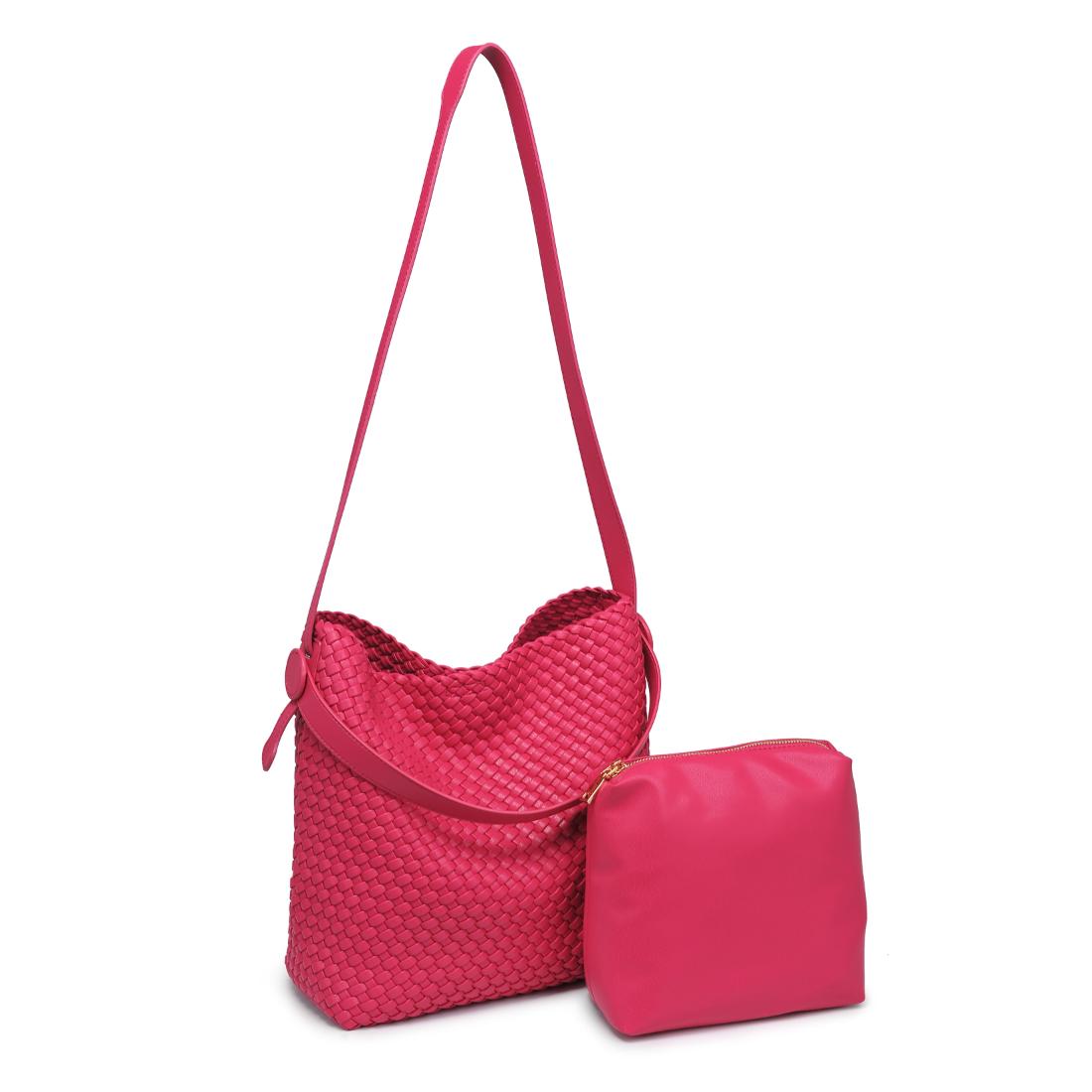 Woman wearing Fuchsia Moda Luxe Edith Hobo 842017137504 View 6 | Fuchsia