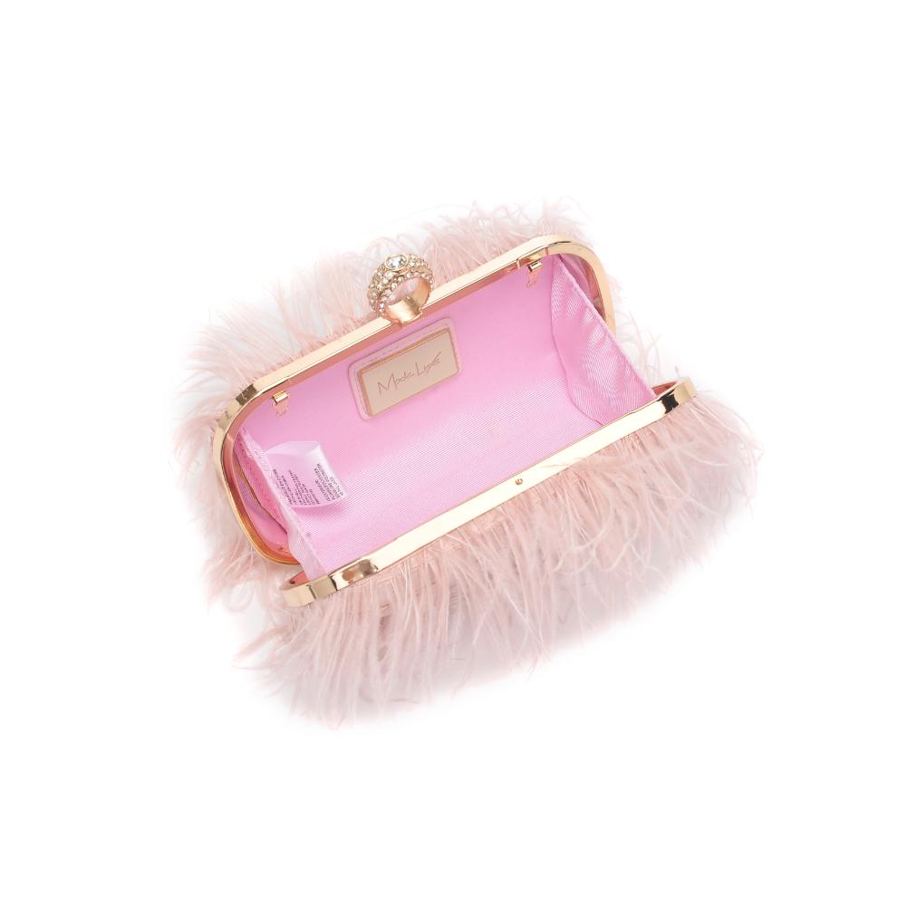 Woman wearing Soft Pink Moda Luxe Harlow Evening Bag 842017131533 View 9 | Soft Pink