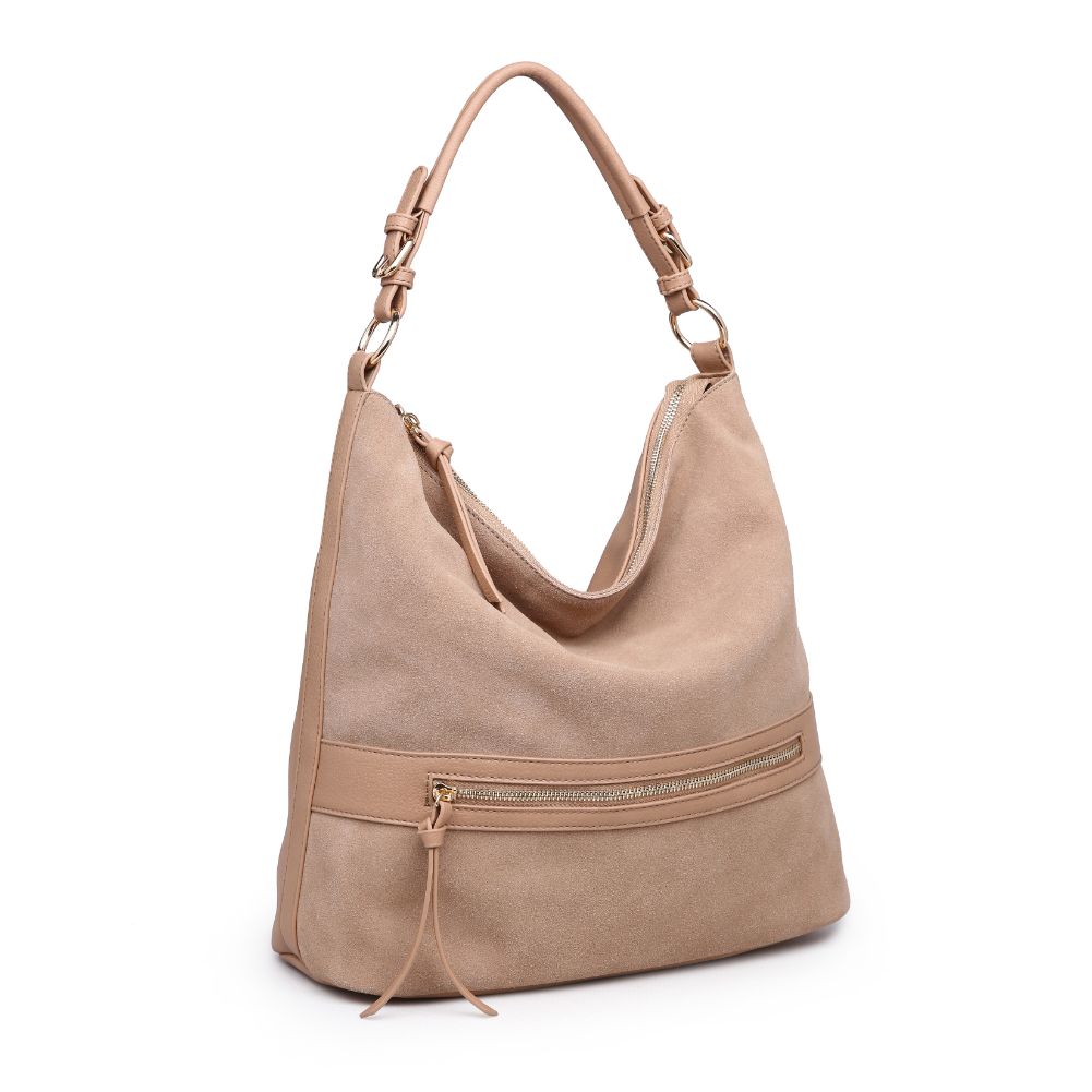 Woman wearing Natural Moda Luxe Isabella Hobo 842017122401 View 6 | Natural