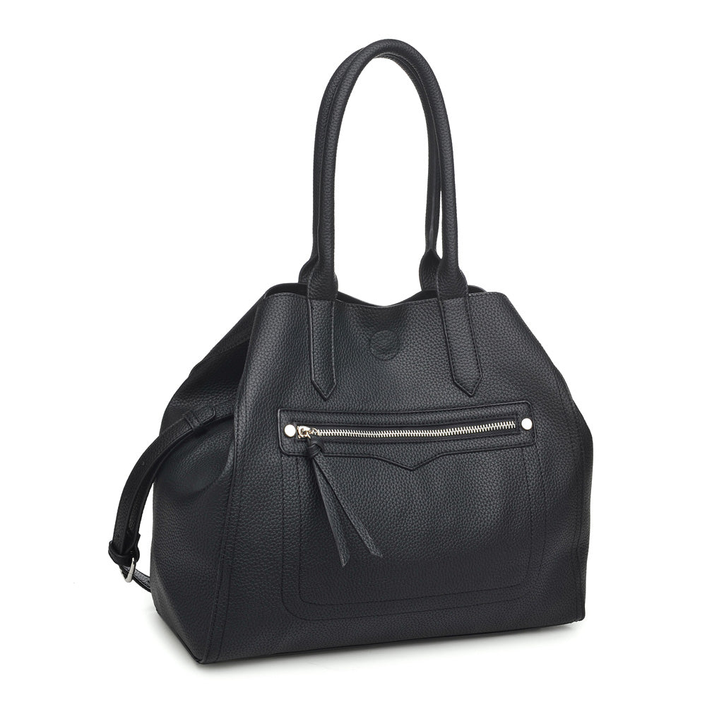 Woman wearing Black Moda Luxe Camden Tote 842017116721 View 6 | Black
