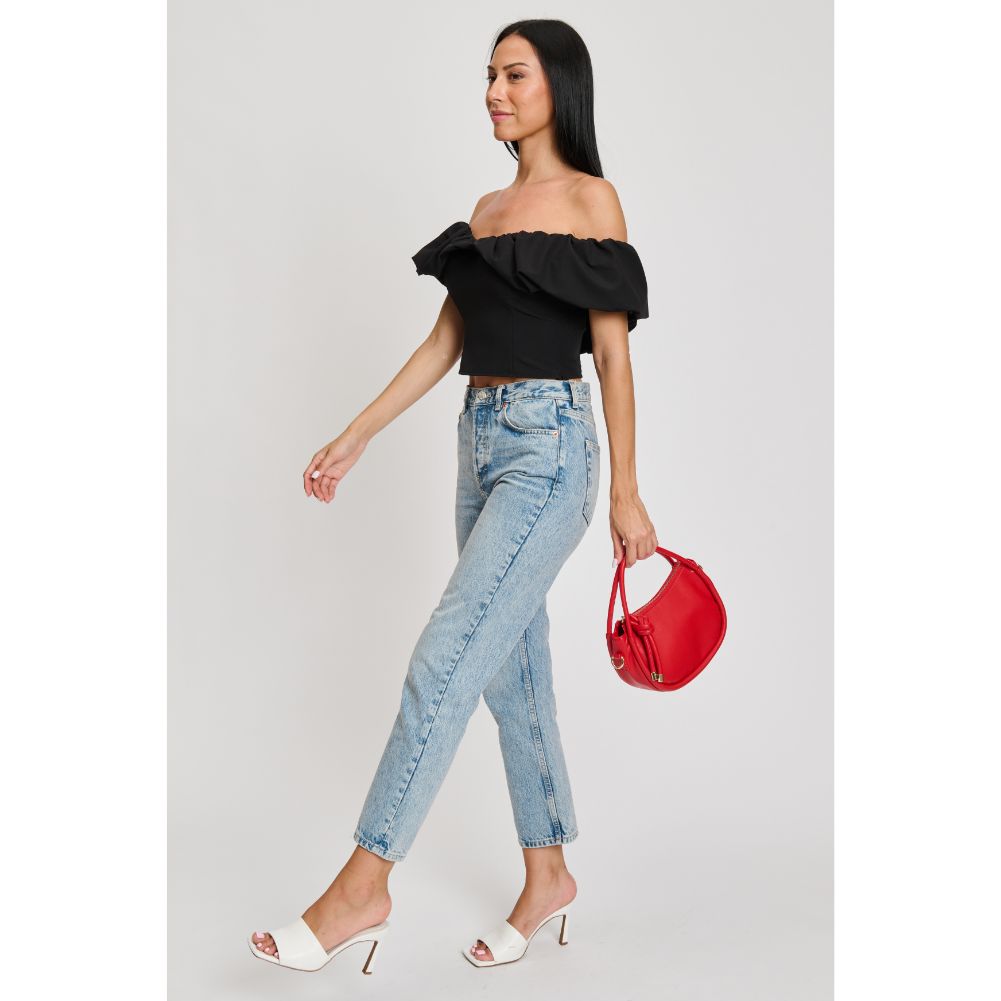 Woman wearing Red Moda Luxe Celine Crossbody 842017133605 View 3 | Red