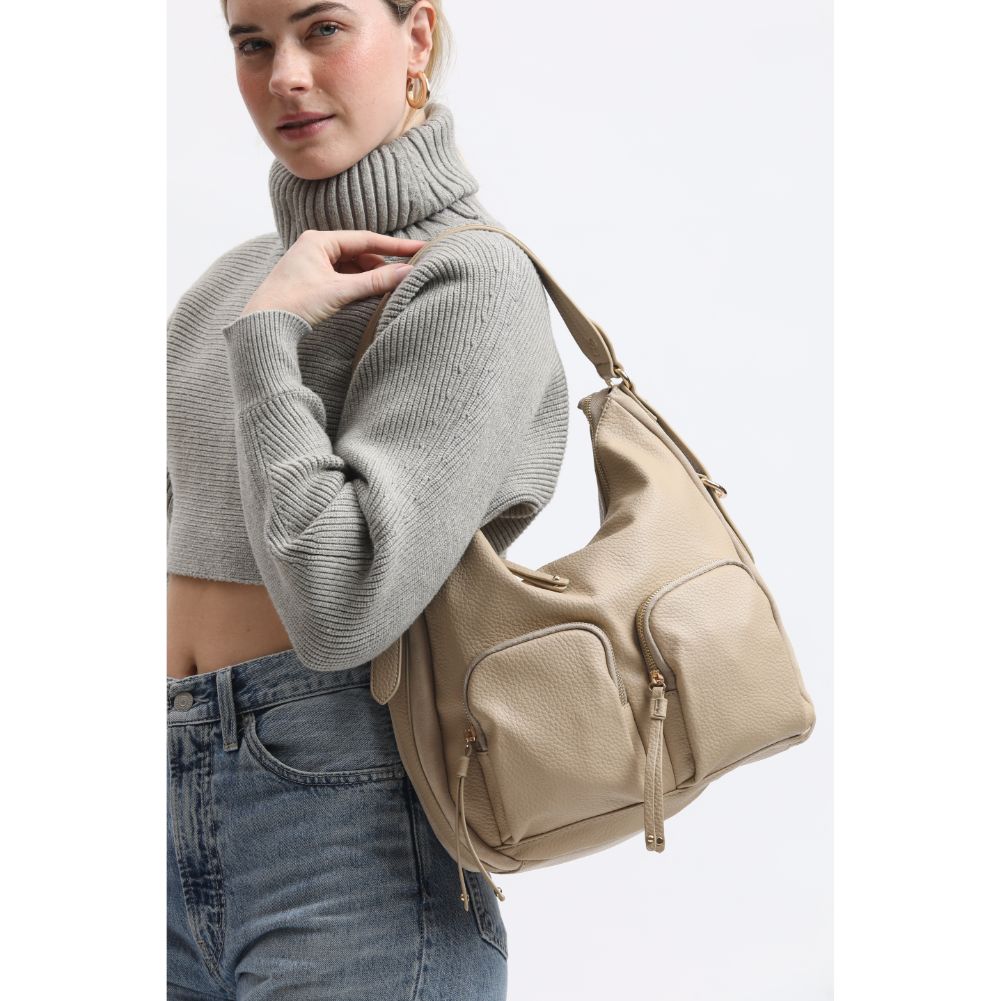 Woman wearing Natural Moda Luxe Marla Hobo 842017134039 View 1 | Natural