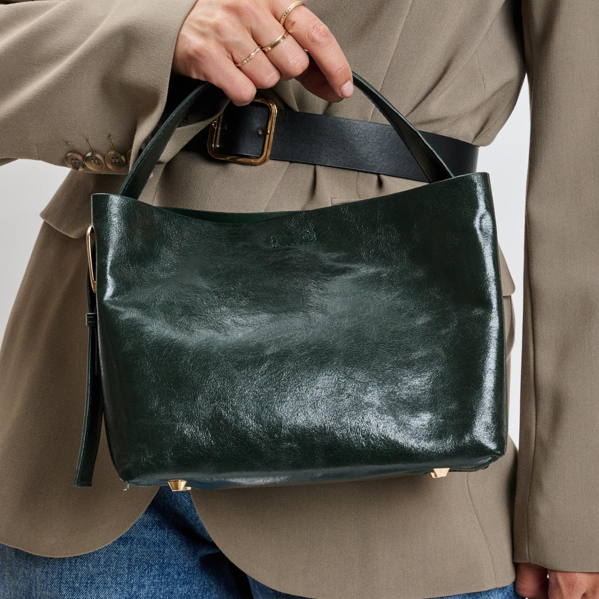 Woman wearing Olive Moda Luxe Sophie Crossbody 842017139492 View 4 | Olive
