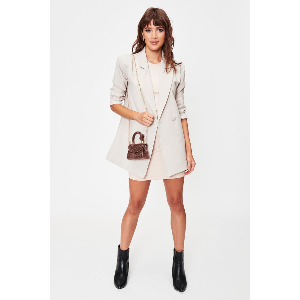 Woman wearing Chocolate Multi Moda Luxe Anna Crossbody 842017128502 View 3 | Chocolate Multi