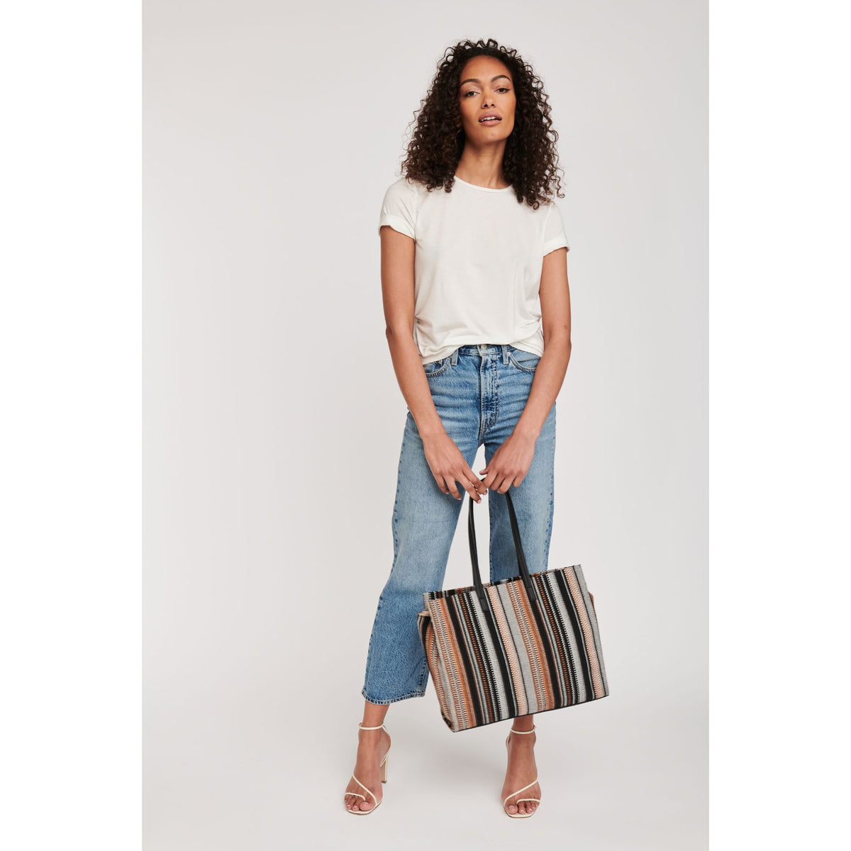 Woman wearing Black Multi Moda Luxe Jillian Tote 842017125532 View 3 | Black Multi