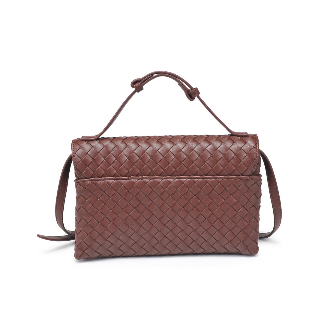 Woman wearing Chocolate Moda Luxe Harper Crossbody 842017139324 View 7 | Chocolate