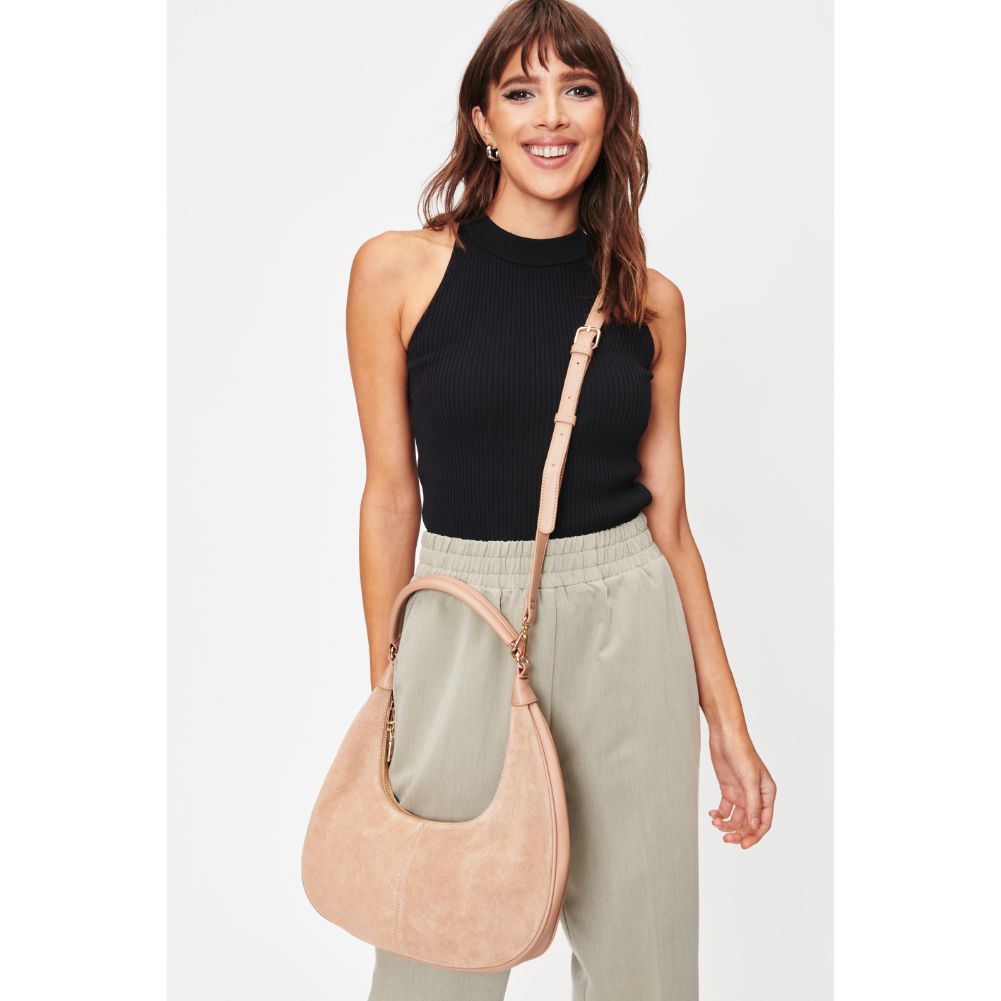 Woman wearing Natural Moda Luxe Teresa Shoulder Bag 842017128281 View 2 | Natural