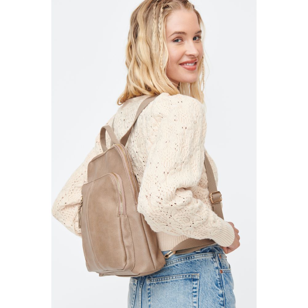 Woman wearing Natural Moda Luxe Lily Backpack 842017130338 View 2 | Natural