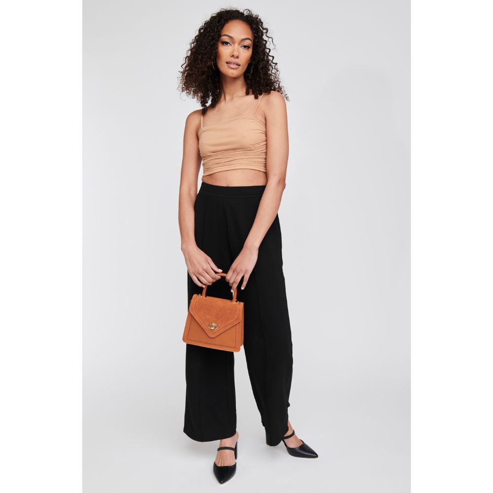 Woman wearing Tan Moda Luxe Marie Crossbody 842017121213 View 3 | Tan