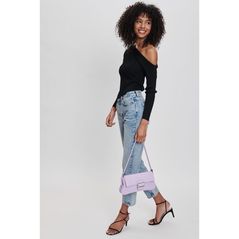 Woman wearing Lavender Moda Luxe Fia Shoulder Bag 842017132585 View 3 | Lavender