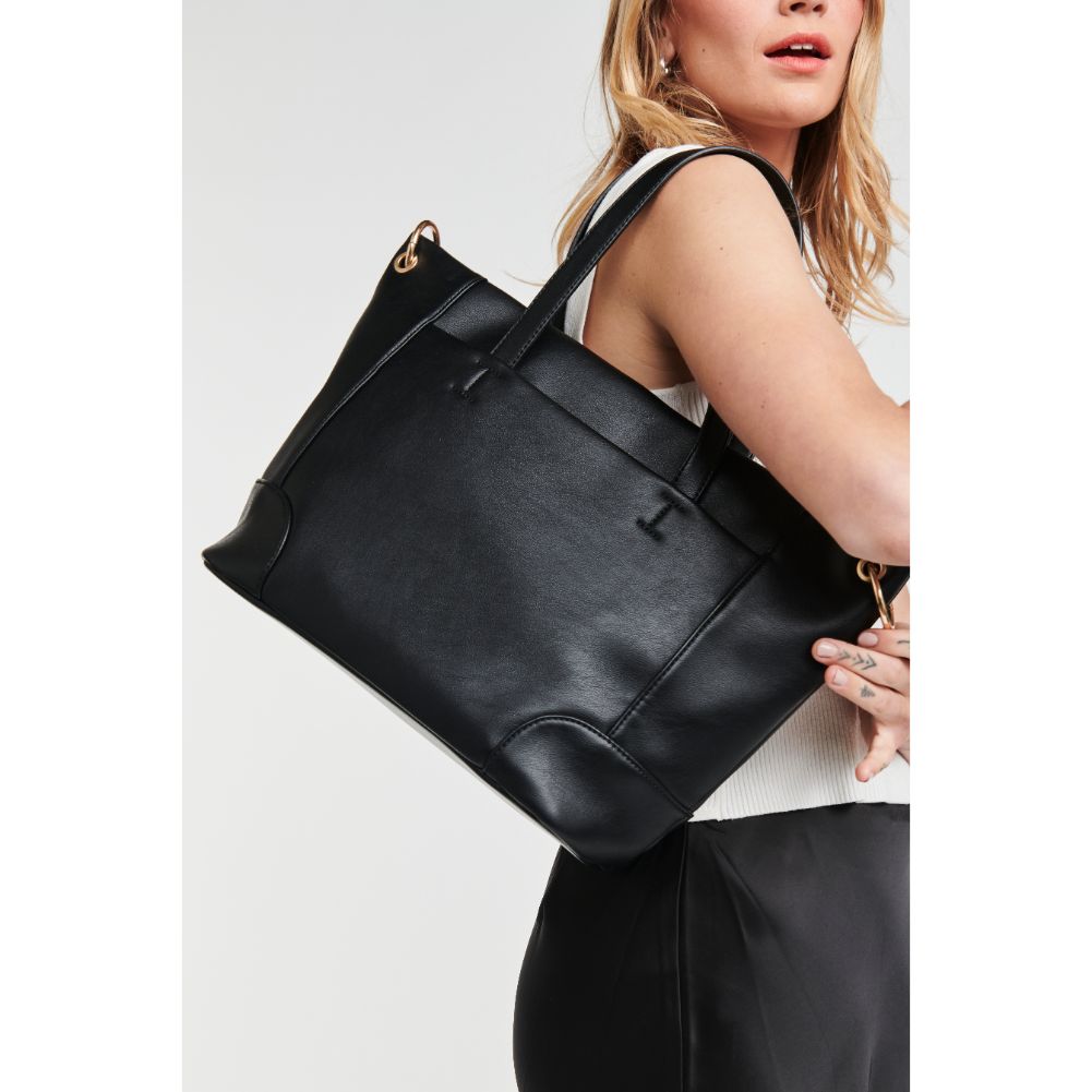 Woman wearing Black Moda Luxe Becka Tote 842017126553 View 1 | Black