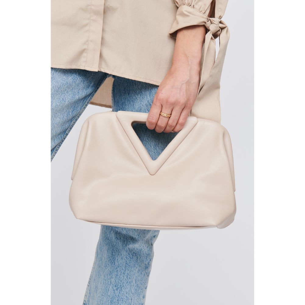 Woman wearing Natural Moda Luxe Kendra Crossbody 842017129974 View 4 | Natural