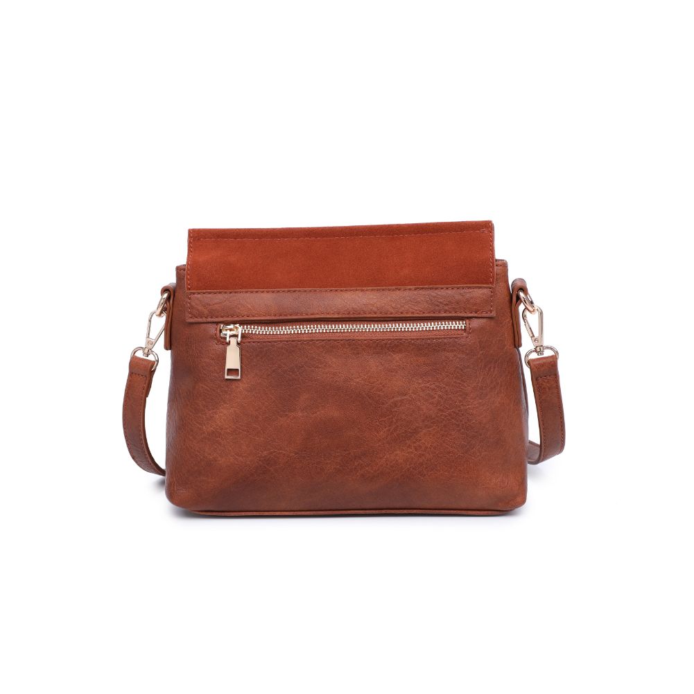 Woman wearing Cognac Moda Luxe Abby Crossbody 842017128625 View 7 | Cognac