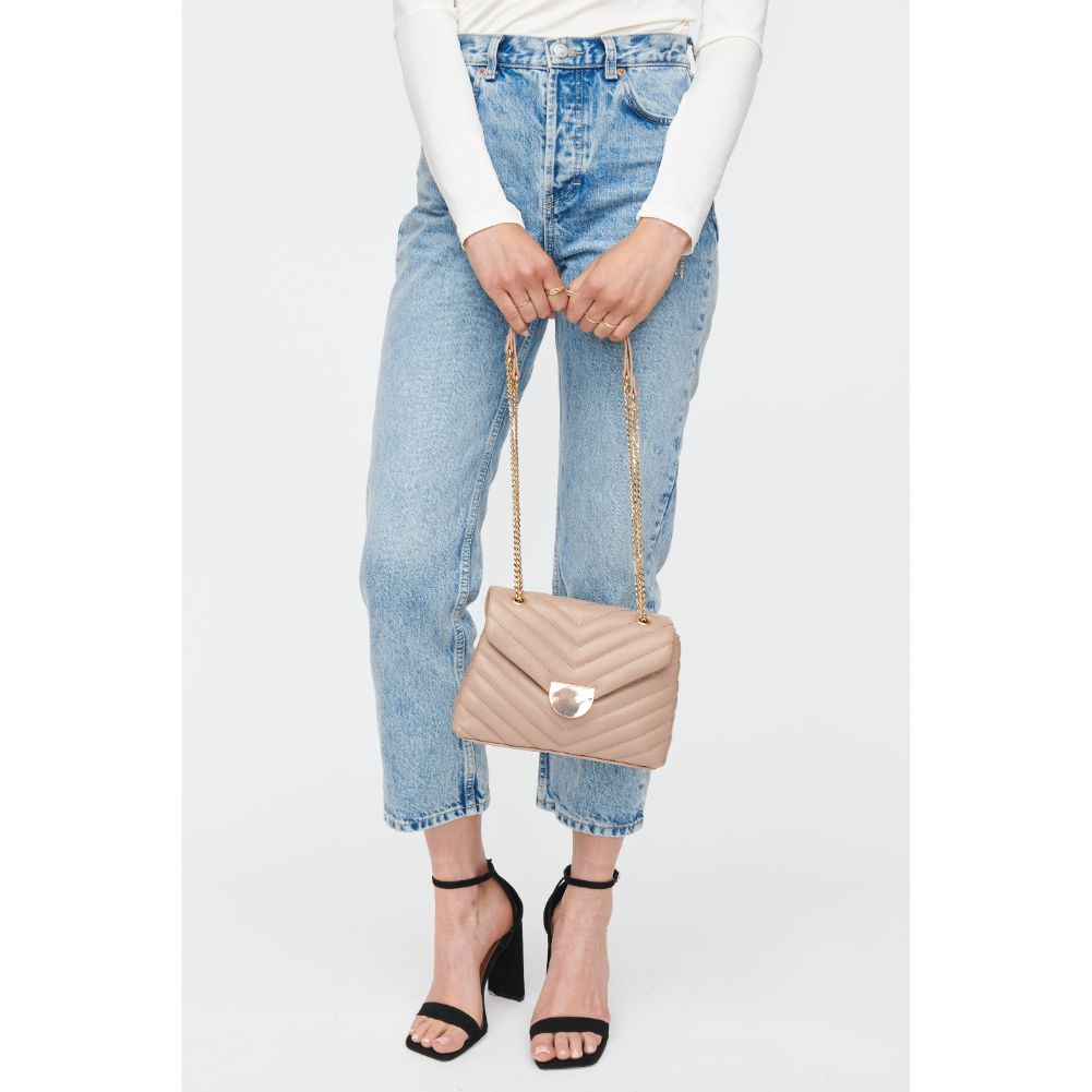 Woman wearing Natural Moda Luxe Nora Crossbody 842017130475 View 2 | Natural