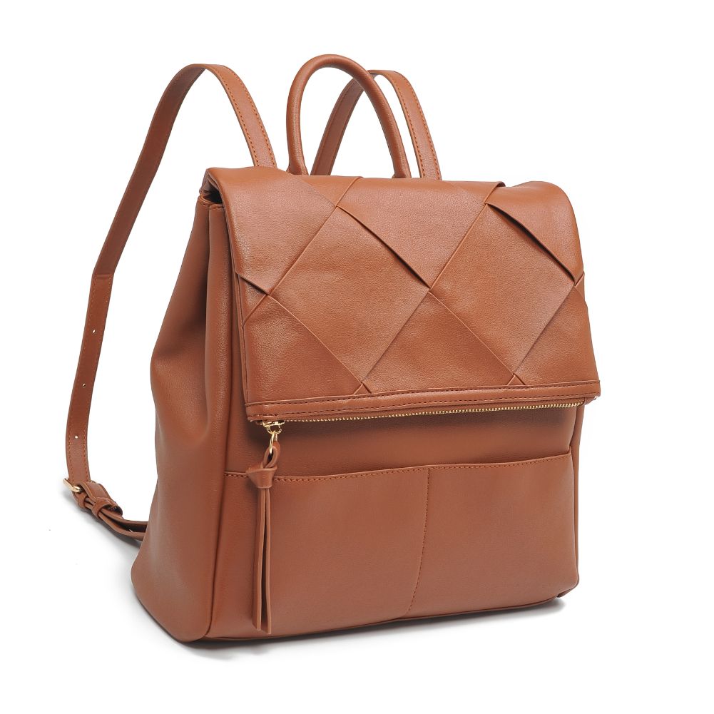 Woman wearing Tan Moda Luxe Ryan Backpack 842017128816 View 6 | Tan