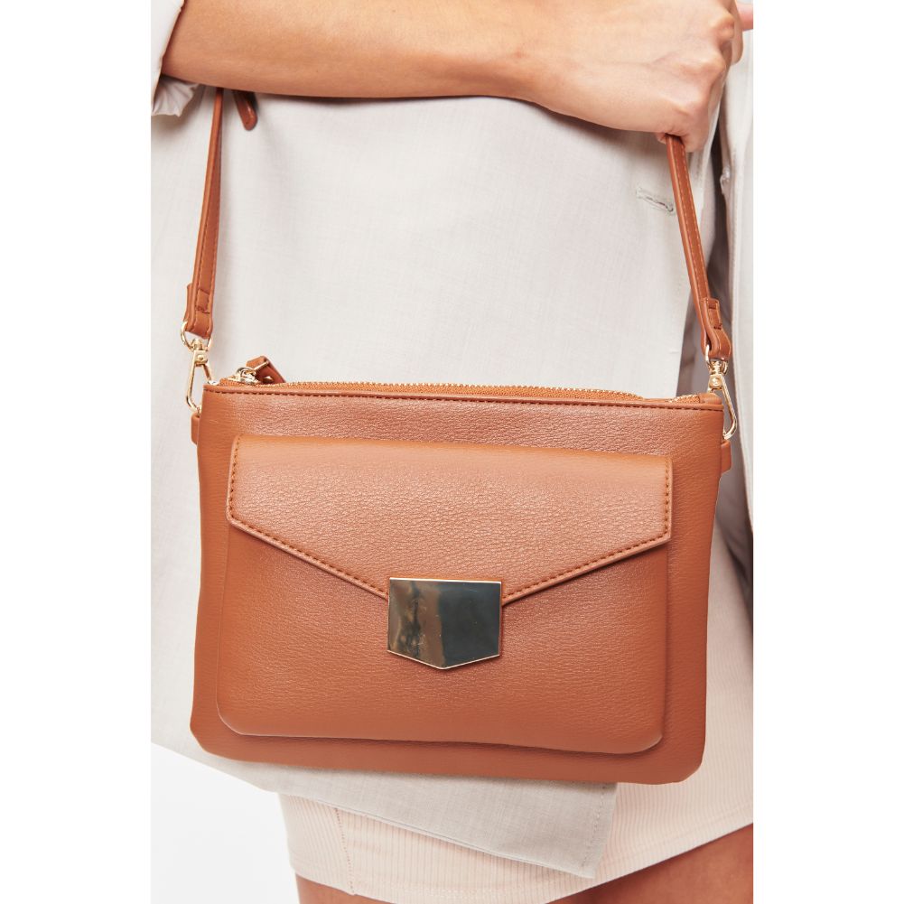 Woman wearing Tan Moda Luxe Amari Crossbody 842017128427 View 2 | Tan