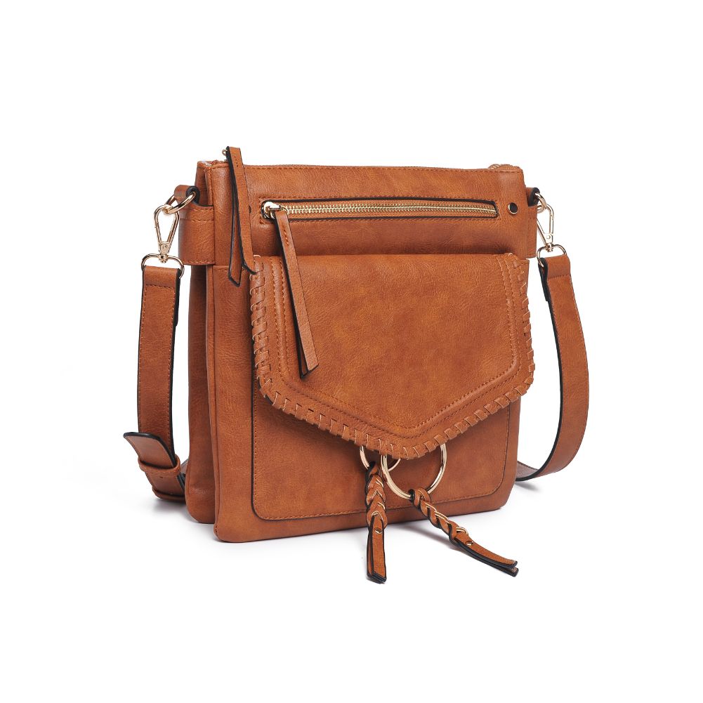 Woman wearing Tan Moda Luxe Leslie Messenger 842017128182 View 6 | Tan