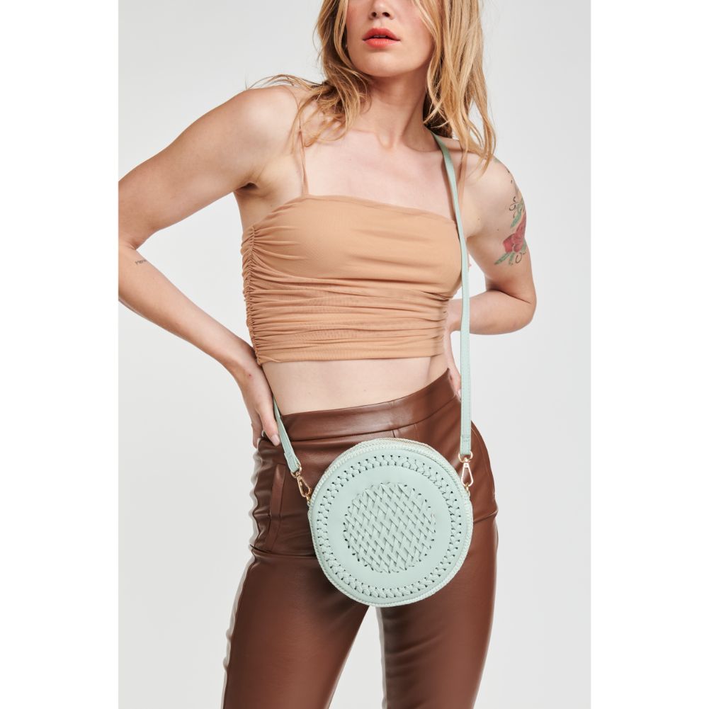 Woman wearing Green Moda Luxe Mercy Crossbody 842017119159 View 1 | Green
