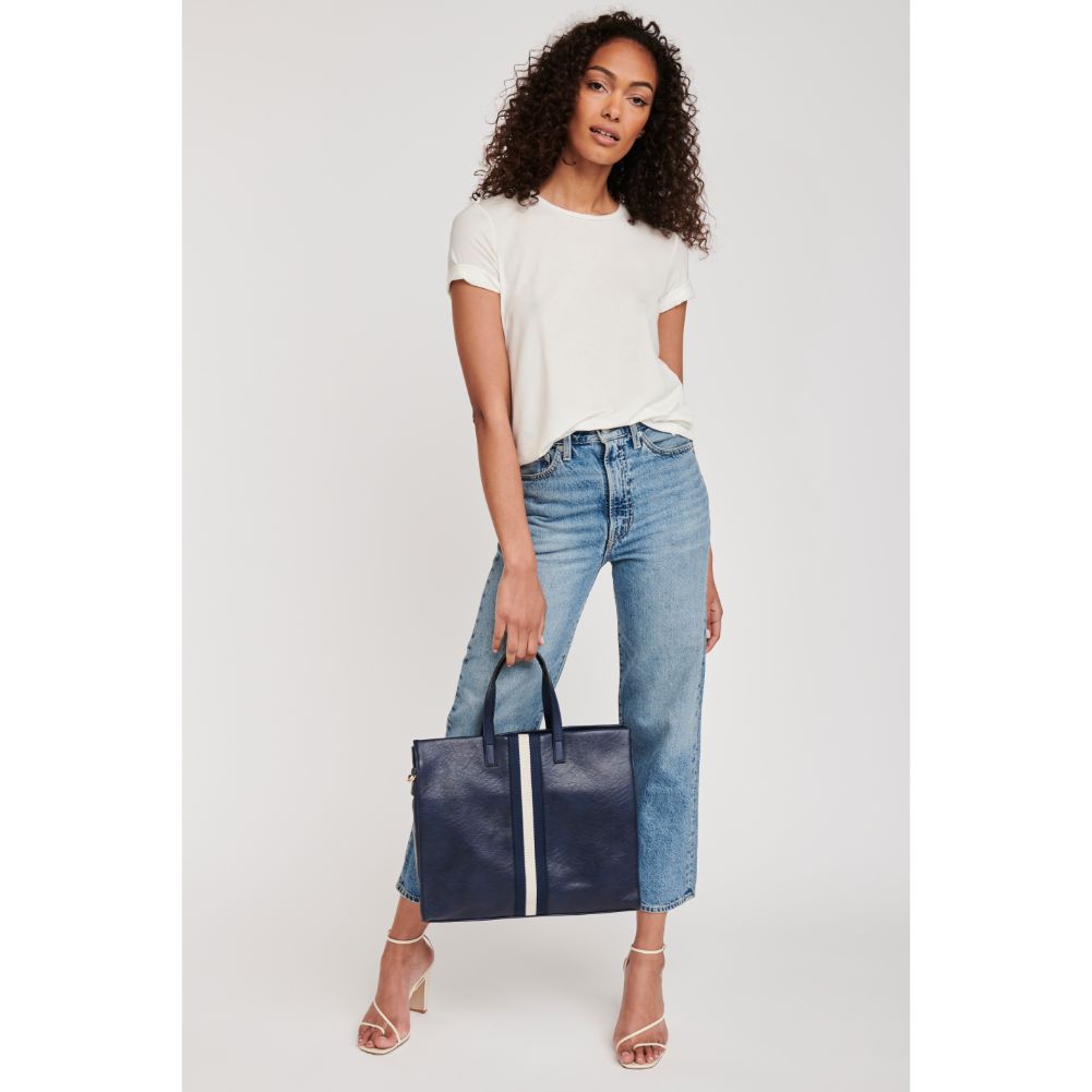 Woman wearing Navy Moda Luxe Julian Tote 842017117032 View 3 | Navy