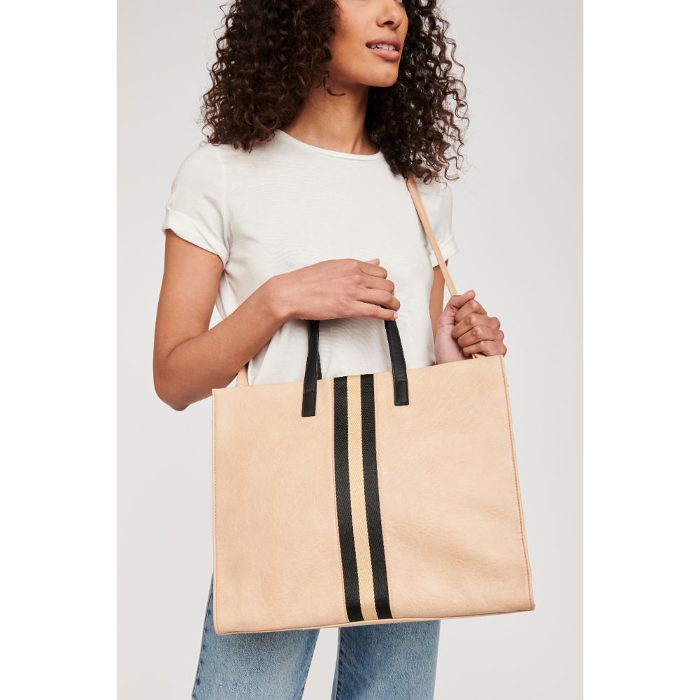 Woman wearing Natural Moda Luxe Julian Tote 842017118497 View 1 | Natural