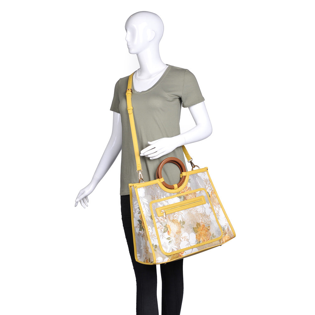 Woman wearing Yellow Moda Luxe Karma Top Handle 842017118862 View 1 | Yellow