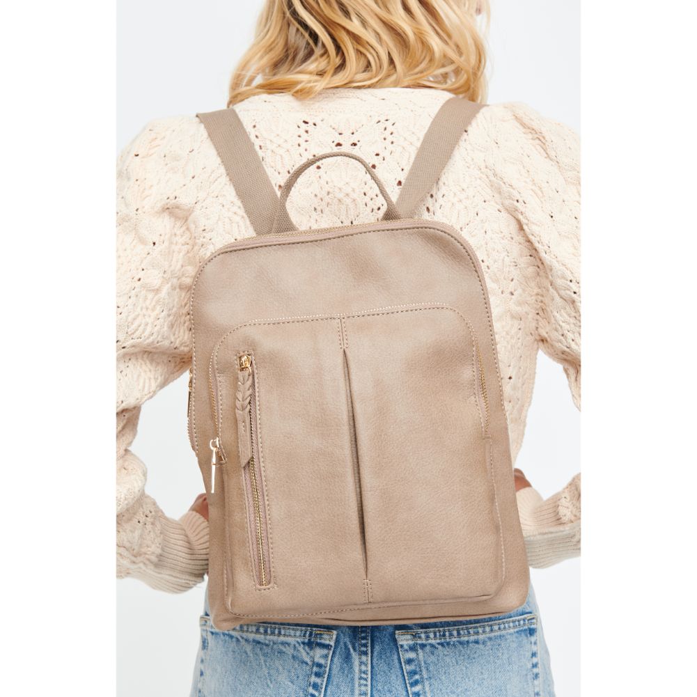 Woman wearing Natural Moda Luxe Lily Backpack 842017130338 View 1 | Natural