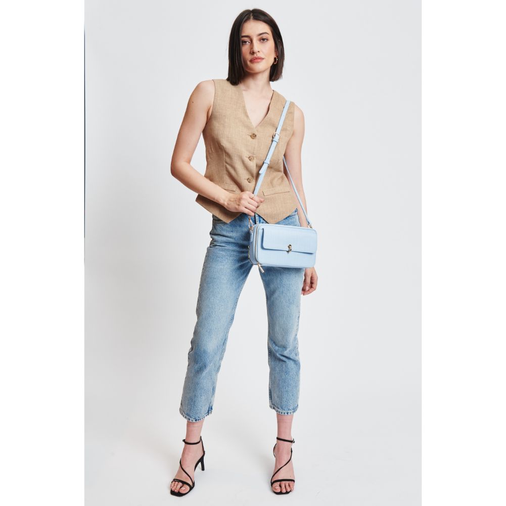Woman wearing Sky Blue Moda Luxe Peggy Crossbody 842017131991 View 3 | Sky Blue