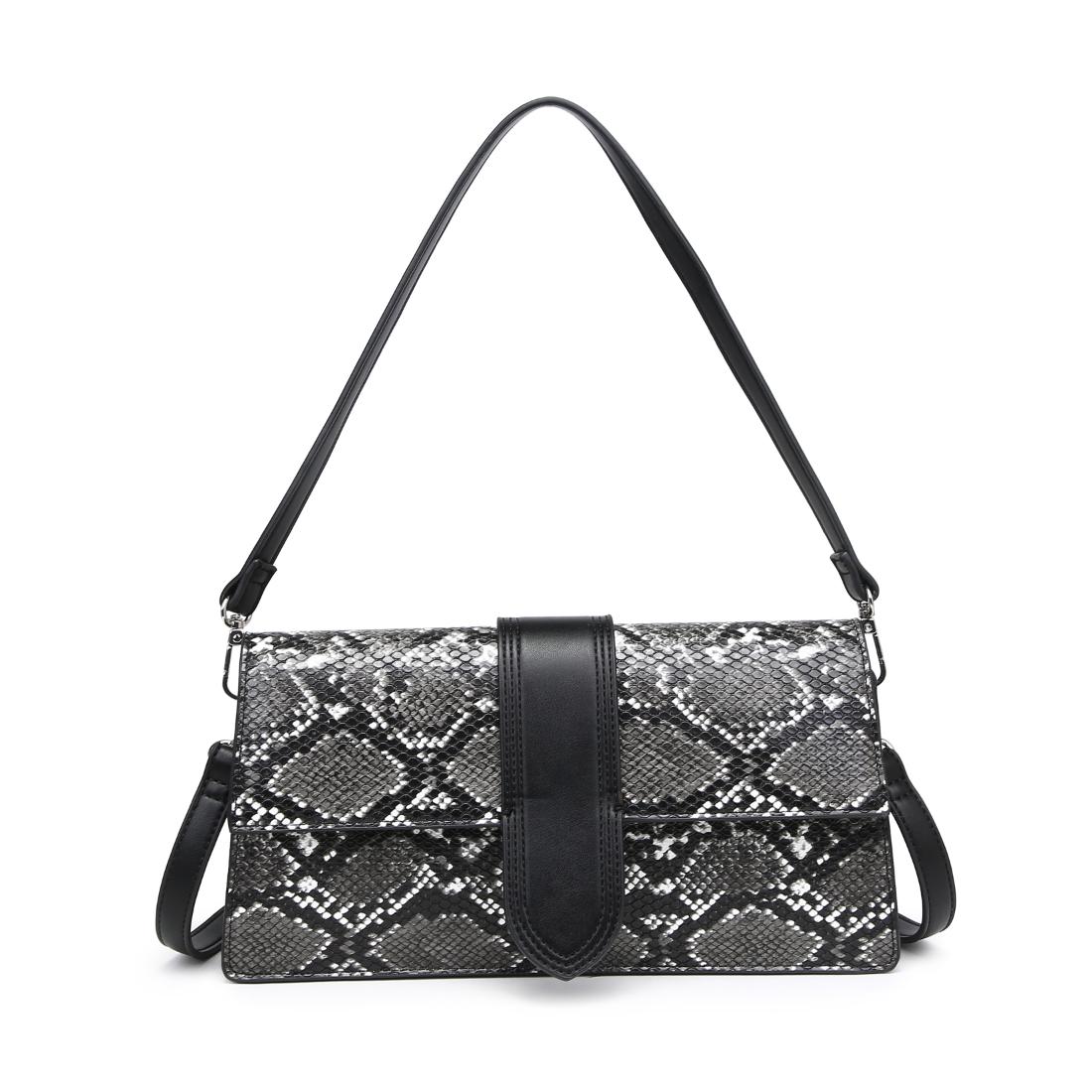 Product Image of Moda Luxe Violet Snake Print Crossbody 842017137733 View 1 | Black White
