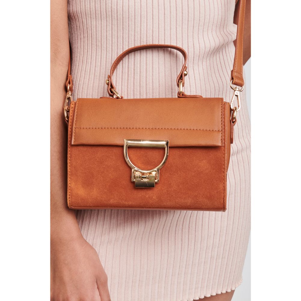 Woman wearing Tan Moda Luxe Brynn Satchel 842017120797 View 2 | Tan