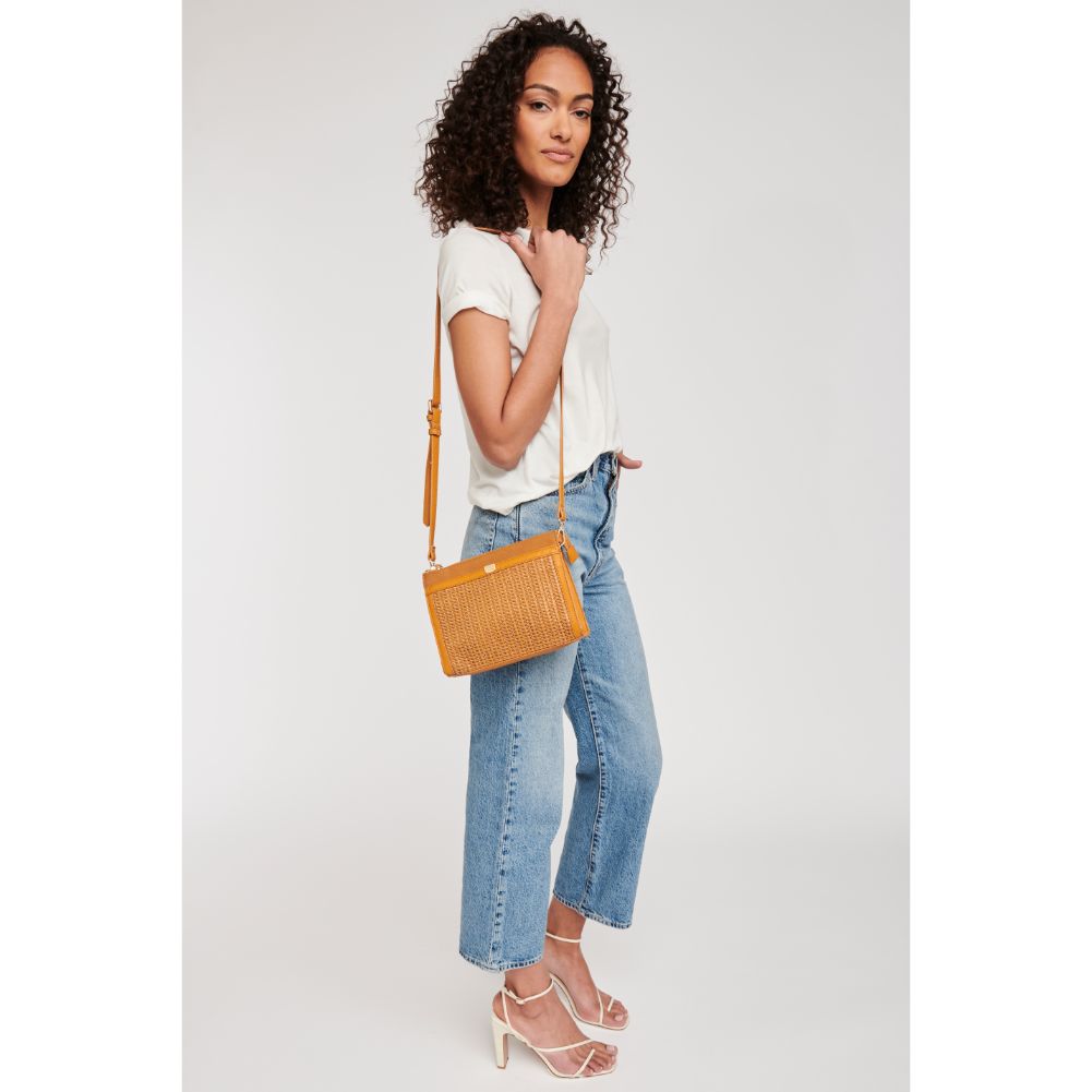 Woman wearing Tan Moda Luxe Hollie Crossbody 842017123422 View 3 | Tan