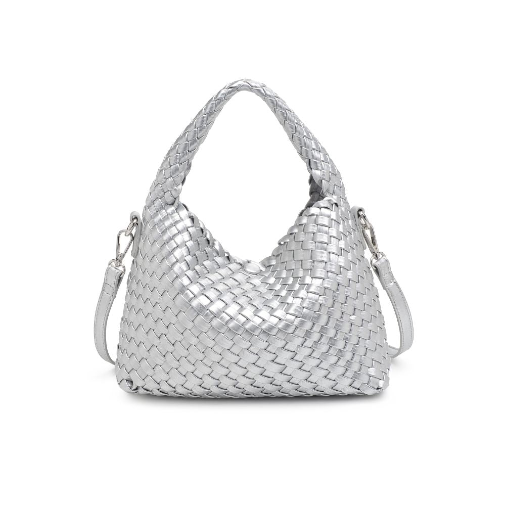 Woman wearing Silver Moda Luxe Jessamine Crossbody 842017132233 View 7 | Silver
