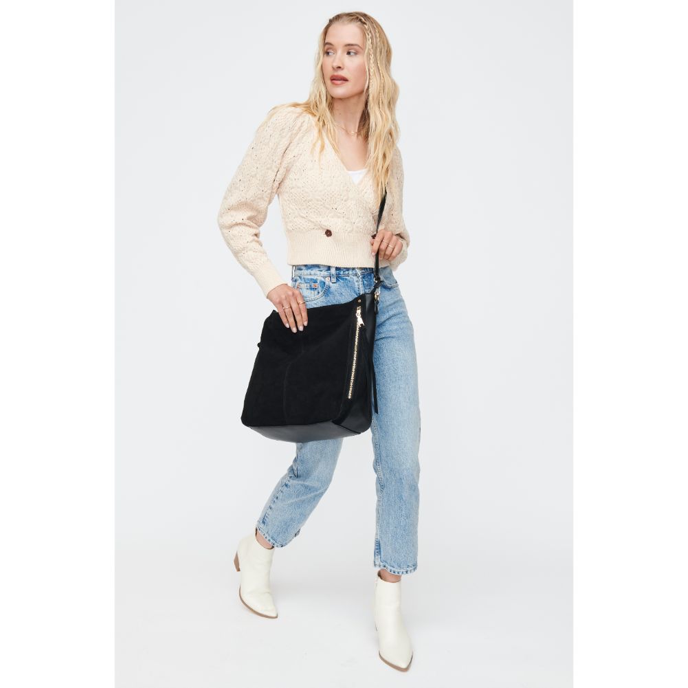 Woman wearing Black Moda Luxe Emilia Hobo 842017130666 View 3 | Black