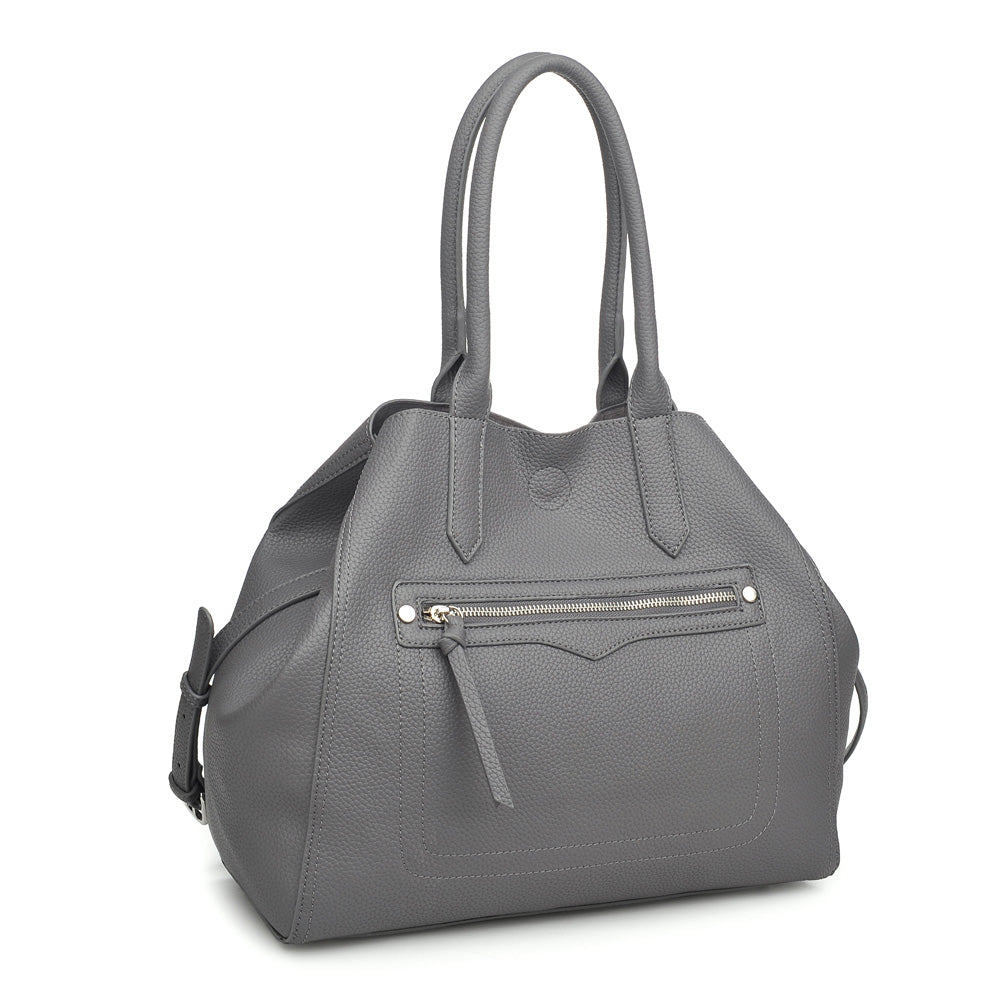 Woman wearing Grey Moda Luxe Camden Tote 842017116752 View 6 | Grey