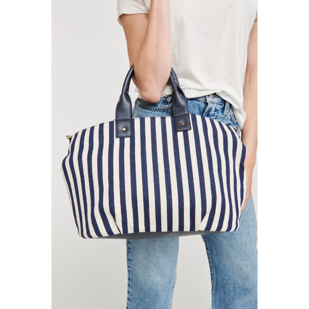 Woman wearing Navy Moda Luxe Bali Satchel 842017112990 View 2 | Navy