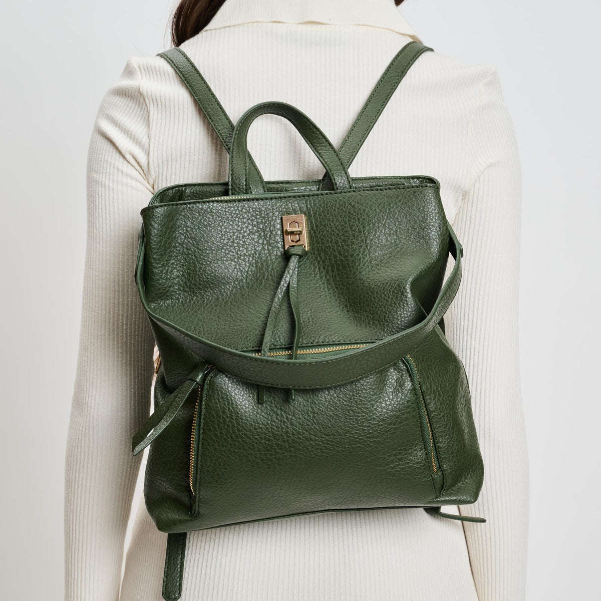 Woman wearing Forest Moda Luxe Genevieve Backpack 842017136101 View 1 | Forest