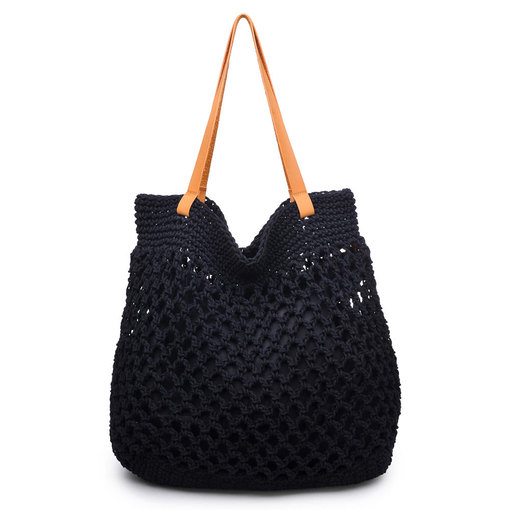 Woman wearing Black Moda Luxe Bacara Tote 842017105244 View 5 | Black
