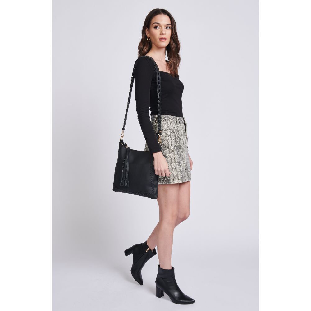 Woman wearing Black Moda Luxe Layla Crossbody 842017129486 View 4 | Black