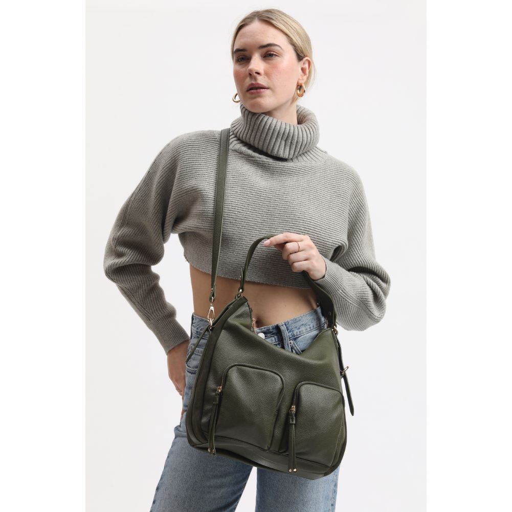 Woman wearing Olive Moda Luxe Marla Hobo 842017134046 View 1 | Olive