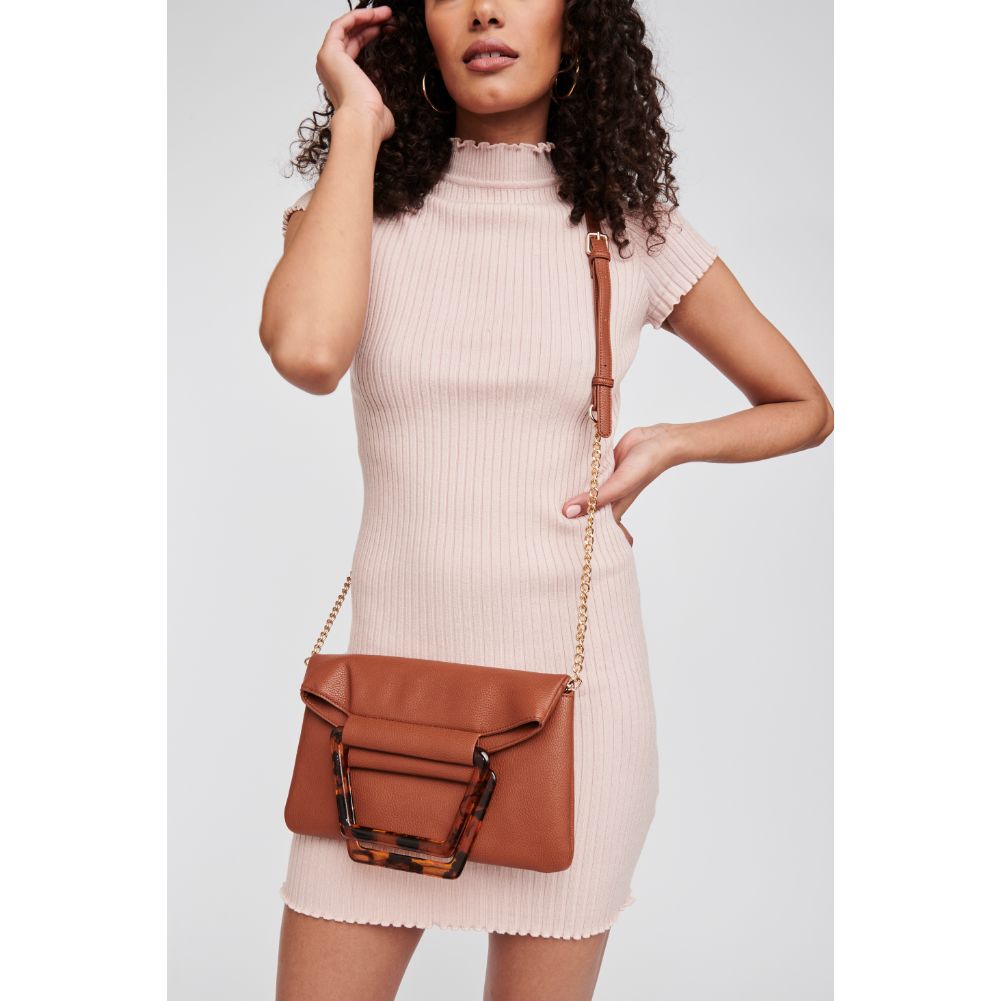 Woman wearing Tan Moda Luxe Deschanel Crossbody 842017121008 View 1 | Tan