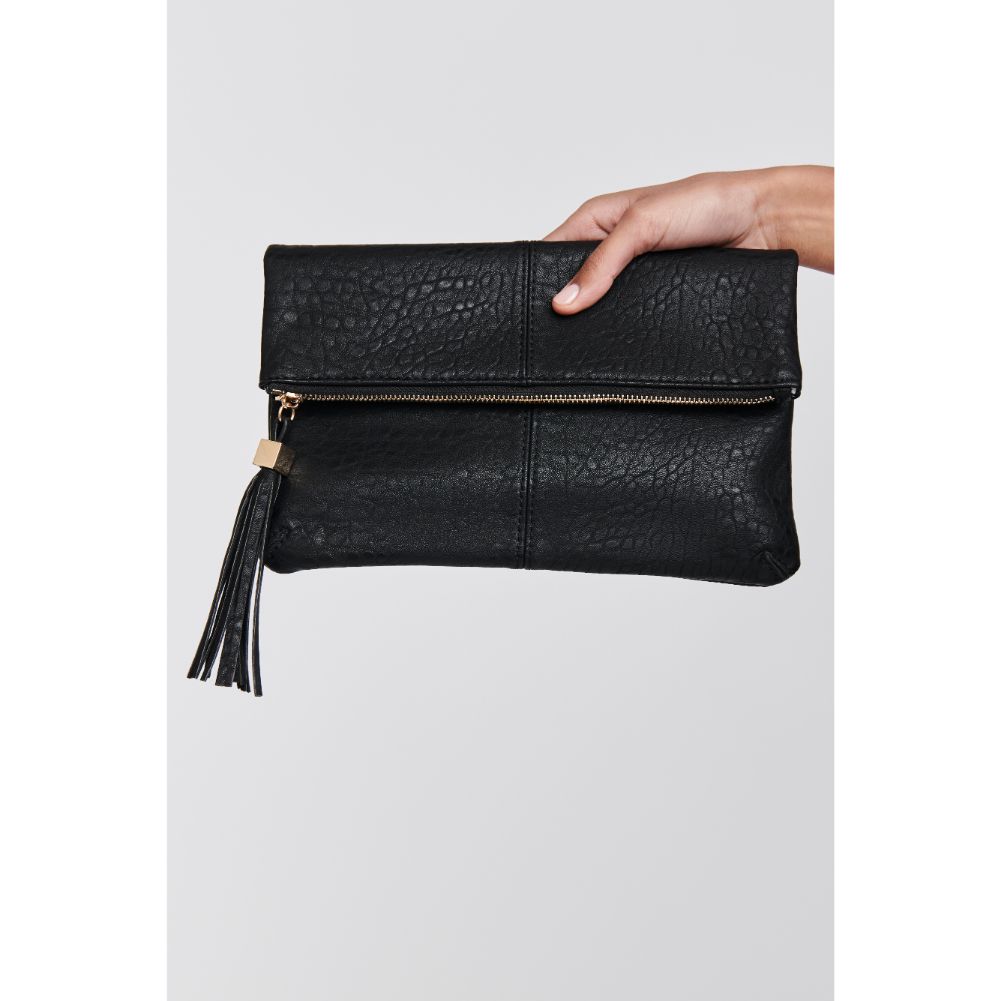 Woman wearing Black Moda Luxe Melodie Clutch 819248012481 View 2 | Black