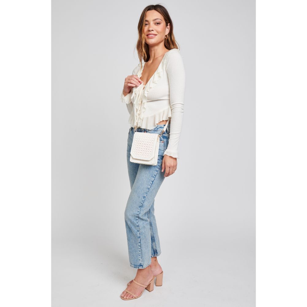 Woman wearing White Moda Luxe Remi Crossbody 842017124146 View 3 | White