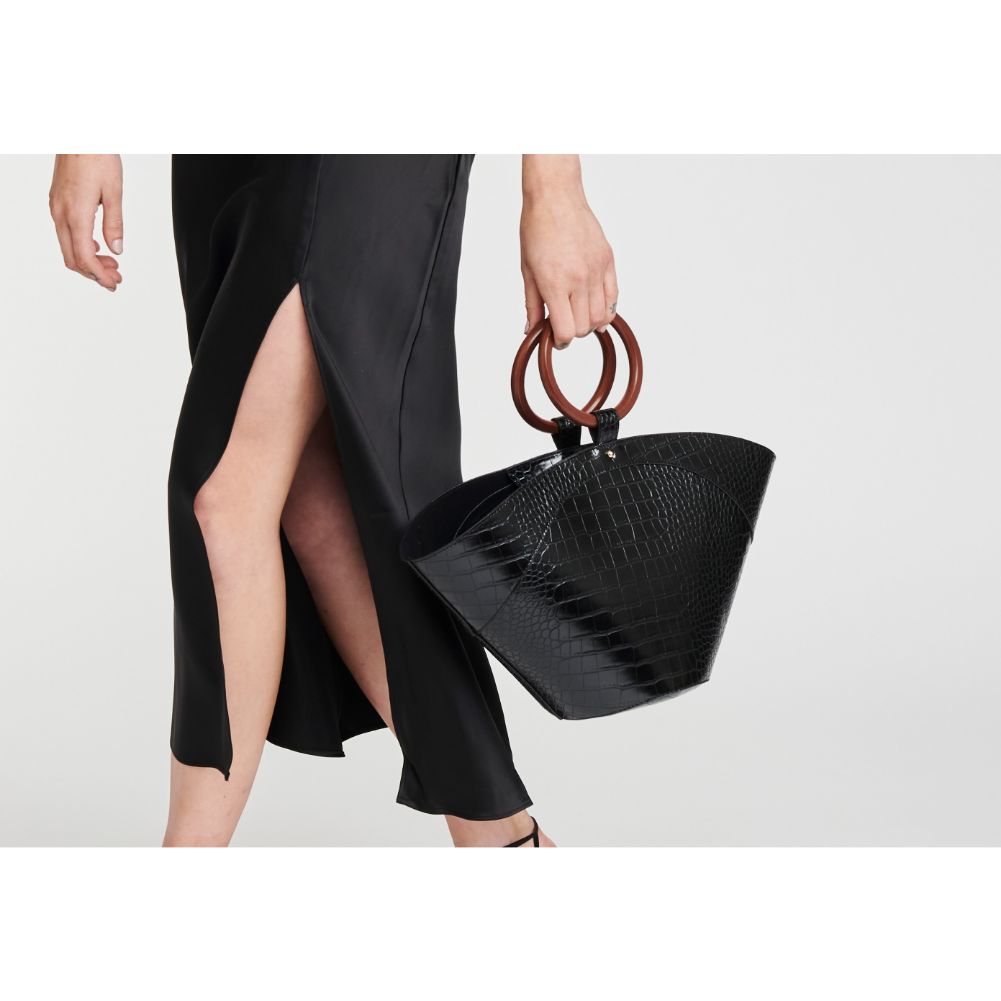 Woman wearing Black Moda Luxe Delta Top Handle 842017125365 View 3 | Black
