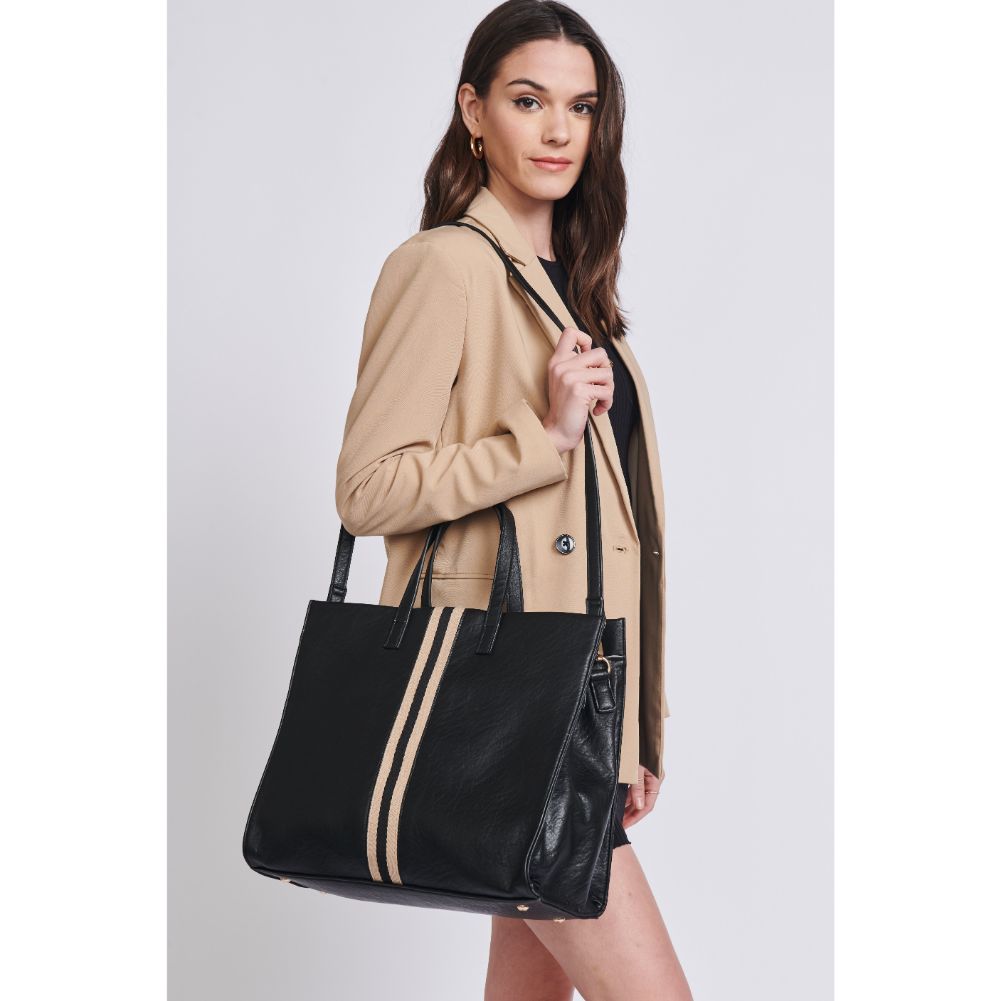 Woman wearing Black Moda Luxe Julian Tote 842017117049 View 2 | Black