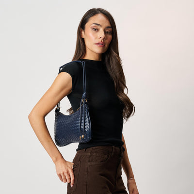 Woman wearing Midnight Moda Luxe Cindy Shoulder Bag 842017142683 View 1 | Midnight