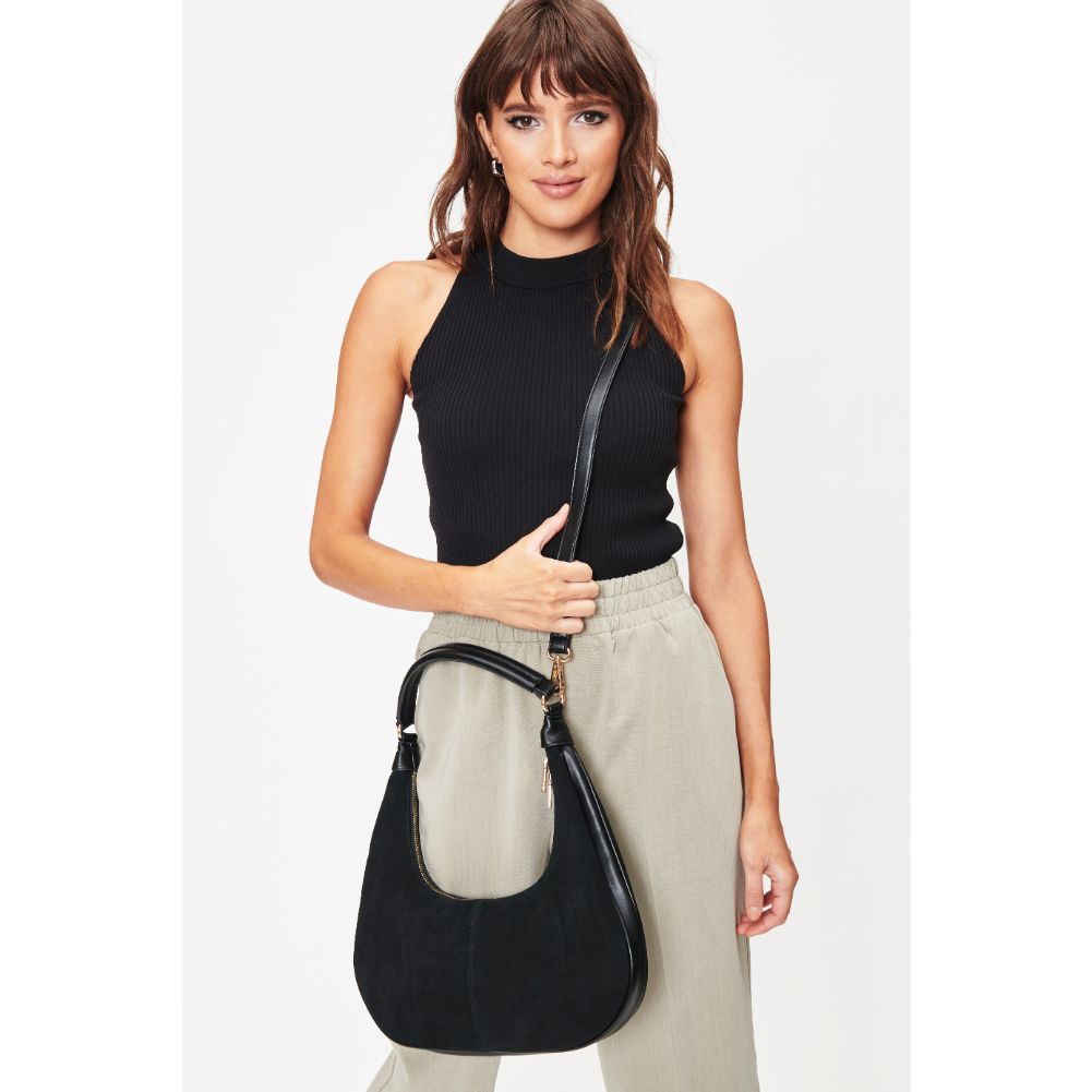 Woman wearing Black Moda Luxe Teresa Shoulder Bag 842017128250 View 4 | Black
