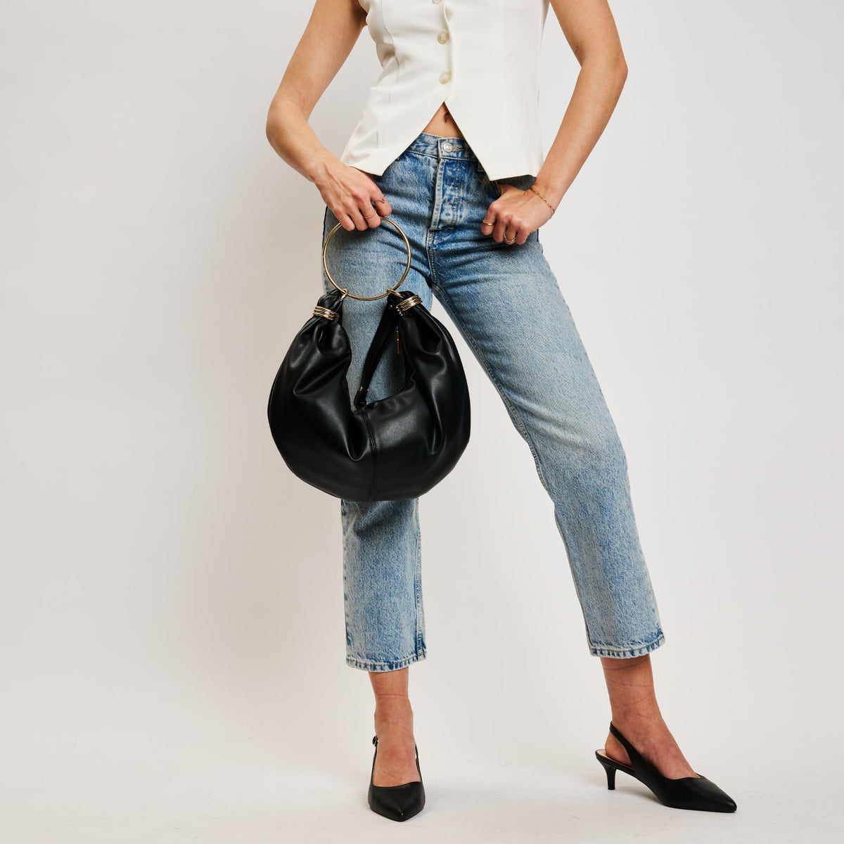 Woman wearing Black Moda Luxe Azura Crossbody 842017137986 View 2 | Black